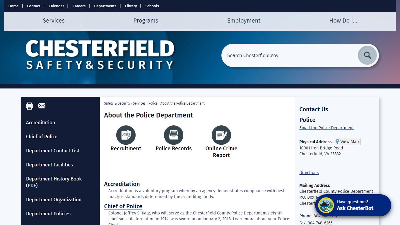 About the Police Department | Chesterfield County, VA